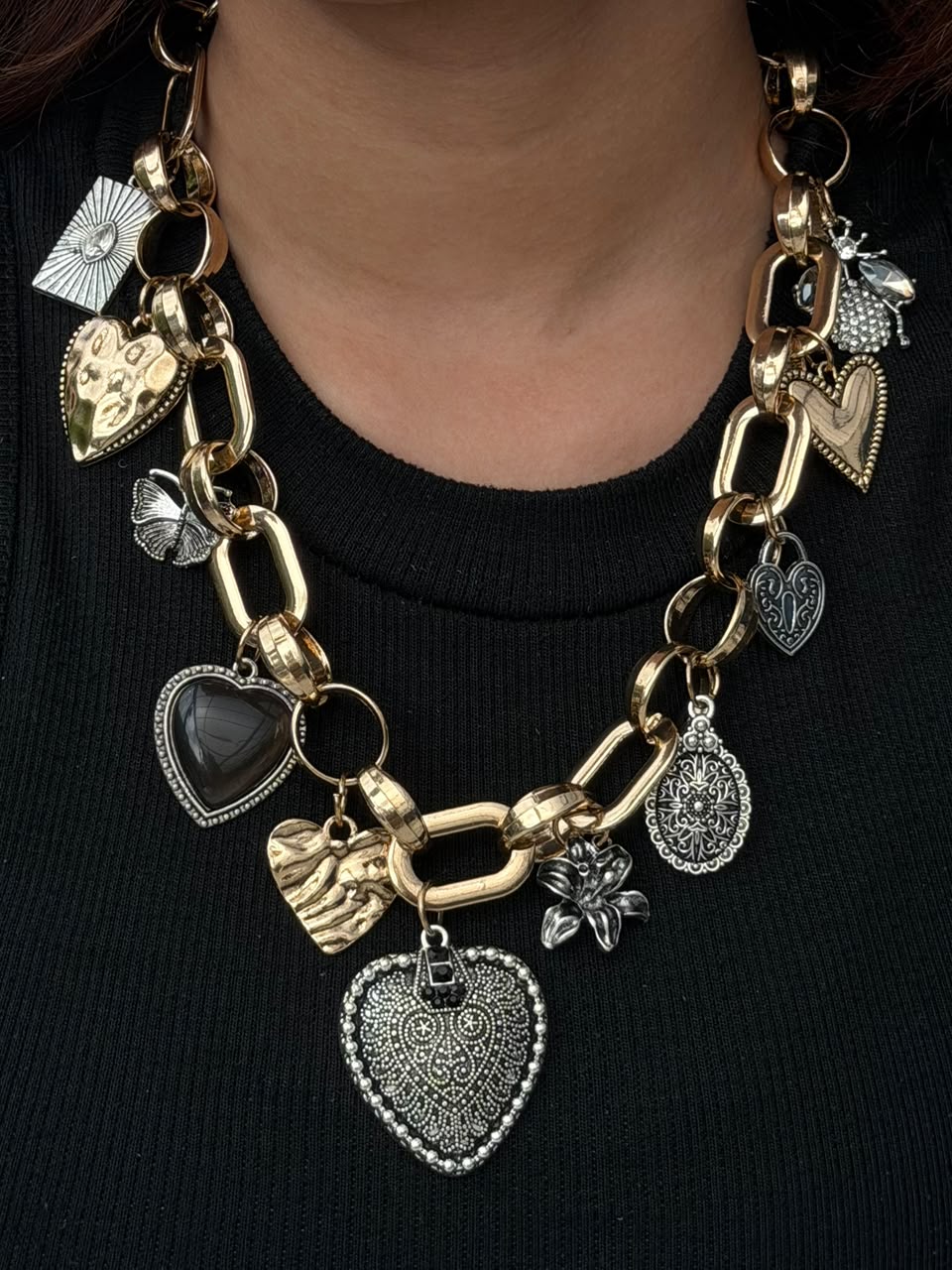 Chunky mix metal necklace